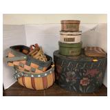 American Flag basket, decor boxes, misc