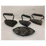 3 Sad Irons and a Trivet