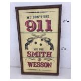 Wooden Smith & Wesson sign