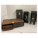 3 Antique Cameras w 2 box, Rochester Camera Co.,