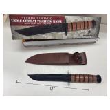 Combat Fighting Knife w/ Leather Sheath