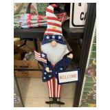 Metal lawn gnome sign