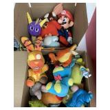 2 boxes of stuffed toys, Mario, misc