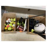 3 boxes of sport items