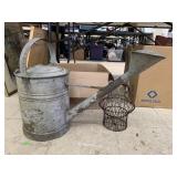 Metal watering can and decor