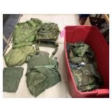 Large Tote of Army Gear with Al Ice Pack