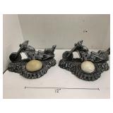 2cnt Motorcycle Candle holders, chips