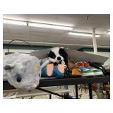 Group of shoes, stuffed toys, misc