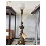 Antique Brass Lamp w/ Milk Glass Shade