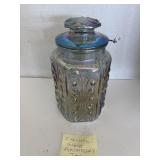 vintage iridescent carnival glass canister