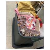 Large Tote of blankets and misc