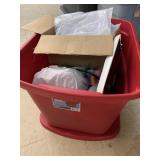 Tote of pee pads, cpap parts, misc