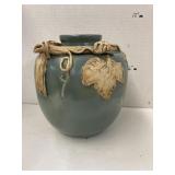 Green ceramic pottery vase