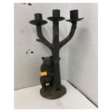 Rustic resin bear candle holder