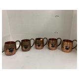 5 Solid Copper West Bend mugs, P.A.P Loyal Order
