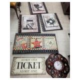 Metal Ticket wall decor, 4cnt movie wall decor,