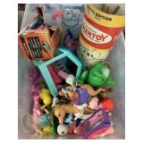 Tote of tinker toy and misc toys