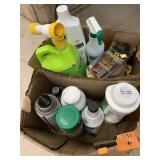 Box of garage liquid and misc
