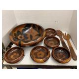 Wooden bowls And Serving Spoon, Fork