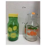 2 Vntg Glass Juice Containers