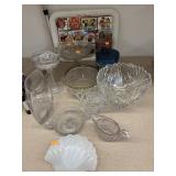 Vintage Tray, Tins, Glassware