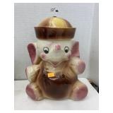 Vntg USA pottery elephant cookie jar