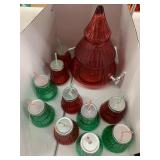 Glass Christmas Tree Cups 10 & Beverage Dispenser