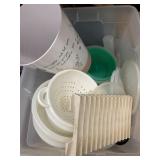 Tote of Tupperware and misc kitchen items