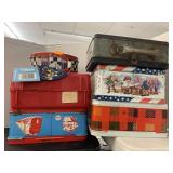Metal lunch boxes and plastic Garfield lunchbox