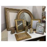 Group of Picture Frames and Mirror