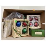 Christmas glass ornaments, lights, etc