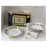 Stoneware Baking Dish & Noritake Bowls