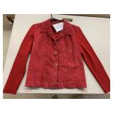 Red suede sweater jacket, size L