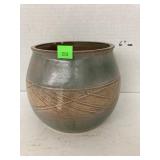 Hand turned, signed pottery pot