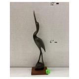 Vntg hand carved Wooden crane figure