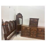 Mediterranean-style wood dresser & night stand w/