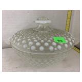 Vntg Milk Glass Hobnail Candy Dish