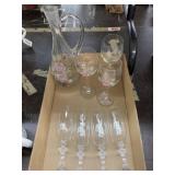 Vntg hand painted pitcher/goblets, Mikasa goblets