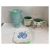Mugs, vase, & plate