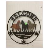 Metal Welcome horse sign