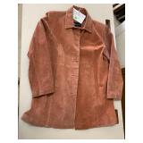 Light Rust Suede Leather Coat, Size XL