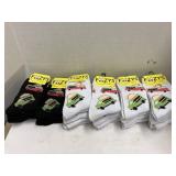 8 black & 21 white pairs of socks (sock size