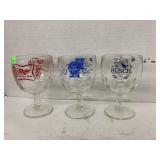 Vntg stemmed glass beer goblets