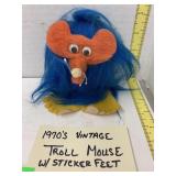 Vntg Troll Mouse w Sticker Feet