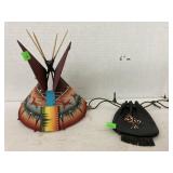 Native American leather beaded bag & teepee night