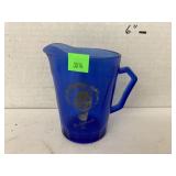Vntg cobalt blue Shirley Temple milk pitcher