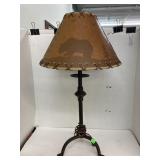 Metal lamp w/ moose/bear shade