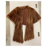 Auburn Brown Mink Stole / Cape, needs repair
