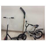Razor, Bike, Hockey Stick Lot
