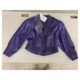 Purple Retro Leather and Suede Jacket, Size L
